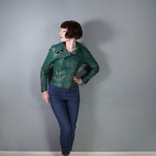 Load image into Gallery viewer, 70s / 80s "MOTO SPORT, PARIS" GREEN LEATHER BIKER JACKET - XS