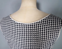 Load image into Gallery viewer, 60s HOUNDSTOOTH AND NOVELTY VICTORIAN CYCLIST PRINT DAY DRESS - S
