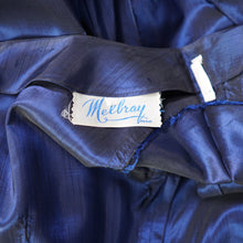 Load image into Gallery viewer, 50s MELBRAY MIDNIGHT BLUE METALLIC FULL SKIRTED PARTY DRESS - XS-S
