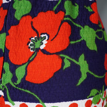 Load image into Gallery viewer, 60s BLUE AND BRIGHT FLORAL DAY DRESS WITH CUT OUT BACK - S