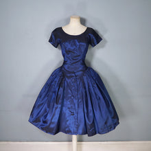 Load image into Gallery viewer, 50s MELBRAY MIDNIGHT BLUE METALLIC FULL SKIRTED PARTY DRESS - XS-S