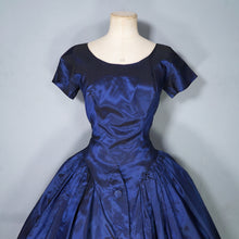 Load image into Gallery viewer, 50s MELBRAY MIDNIGHT BLUE METALLIC FULL SKIRTED PARTY DRESS - XS-S