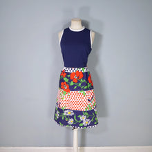 Load image into Gallery viewer, 60s BLUE AND BRIGHT FLORAL DAY DRESS WITH CUT OUT BACK - S