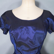 Load image into Gallery viewer, 50s MELBRAY MIDNIGHT BLUE METALLIC FULL SKIRTED PARTY DRESS - XS-S