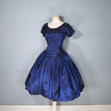 Load image into Gallery viewer, 50s MELBRAY MIDNIGHT BLUE METALLIC FULL SKIRTED PARTY DRESS - XS-S
