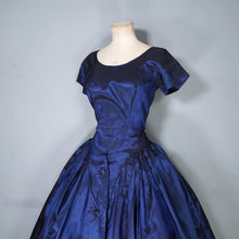 Load image into Gallery viewer, 50s MELBRAY MIDNIGHT BLUE METALLIC FULL SKIRTED PARTY DRESS - XS-S
