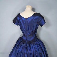 Load image into Gallery viewer, 50s MELBRAY MIDNIGHT BLUE METALLIC FULL SKIRTED PARTY DRESS - XS-S