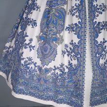 Load image into Gallery viewer, 50s 60s BLUE AND WHITE PAISLEY PRINT FULL SKIRTED COTTON DAY DRESS - XS
