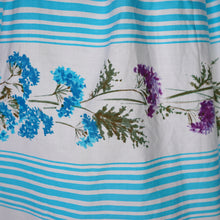 Load image into Gallery viewer, 50s LIGHT BLUE STRIPE AND FLORAL PRINT ST MICHAEL POPLIN SHIRT DRESS - S