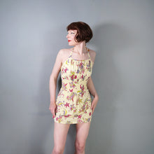 Load image into Gallery viewer, 40s YELLOW SOFT RAYON JERSEY FISH PRINT SWIMSUIT DRESS - S