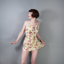 Load image into Gallery viewer, 40s YELLOW SOFT RAYON JERSEY FISH PRINT SWIMSUIT DRESS - S