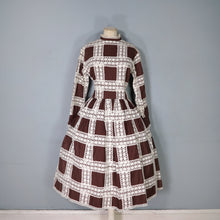 Load image into Gallery viewer, 60s 70s BROWN MEXICAN CROCHET LACE AND PIN TUCK FULL SKIRTED DRESS - M