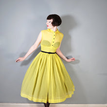 Load image into Gallery viewer, 50s SHEER BRIGHTEST YELLOW FULL SKIRTED DRESS - XS