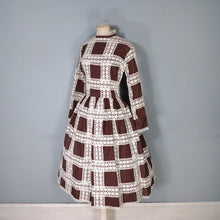 Load image into Gallery viewer, 60s 70s BROWN MEXICAN CROCHET LACE AND PIN TUCK FULL SKIRTED DRESS - M