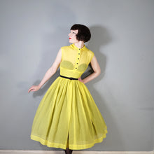 Load image into Gallery viewer, 50s SHEER BRIGHTEST YELLOW FULL SKIRTED DRESS - XS