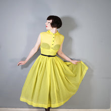 Load image into Gallery viewer, 50s SHEER BRIGHTEST YELLOW FULL SKIRTED DRESS - XS