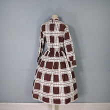 Load image into Gallery viewer, 60s 70s BROWN MEXICAN CROCHET LACE AND PIN TUCK FULL SKIRTED DRESS - M