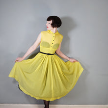 Load image into Gallery viewer, 50s SHEER BRIGHTEST YELLOW FULL SKIRTED DRESS - XS