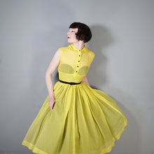 Load image into Gallery viewer, 50s SHEER BRIGHTEST YELLOW FULL SKIRTED DRESS - XS
