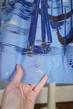 Load image into Gallery viewer, 50s BOLD BLUE NOVELTY VENICE CITYSCAPE WITH GONDOLAS BORDER PRINT SKIRT - 25.5"