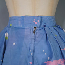 Load image into Gallery viewer, 50s BOLD BLUE NOVELTY VENICE CITYSCAPE WITH GONDOLAS BORDER PRINT SKIRT - 25.5"