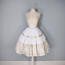 Load image into Gallery viewer, 50s WHITE AND METALLIC GOLD / SILVER LACE PATIO SKIRT AND BLOUSE DRESS SET - XS-S