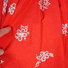 Load image into Gallery viewer, 60s "ALU LOLE" BRIGHT RED WHITE AND GOLD FLORAL HAWAIIAN FULL SKIRTED SUN DRESS - S