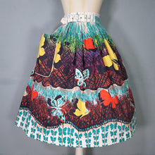 Load image into Gallery viewer, 50s GOR-RAY COLOURFUL BUTTERFLY BORDR PRINT FULL COTTON SKIRT WITH BELT - 25&quot;