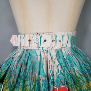 50s GOR-RAY COLOURFUL BUTTERFLY BORDR PRINT FULL COTTON SKIRT WITH BELT - 25"