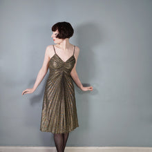 Load image into Gallery viewer, 70s 80s DARK GOLD &quot;KADIX&quot; PLEATED &quot;TRAVILLA&quot; style COCKTAIL DRESS - XS-S
