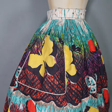 Load image into Gallery viewer, 50s GOR-RAY COLOURFUL BUTTERFLY BORDR PRINT FULL COTTON SKIRT WITH BELT - 25&quot;