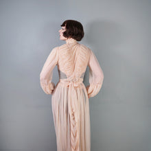 Load image into Gallery viewer, 50s HOWARD LINGERIE SHEER PINK MESH RUCHED BOUDOIR ROBE DRESS - M