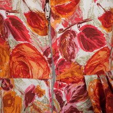 Load image into Gallery viewer, 50s BIG ORANGE ROSE PRINT FULL SKIRT COTTON DRESS - S-M