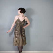 Load image into Gallery viewer, 70s 80s DARK GOLD &quot;KADIX&quot; PLEATED &quot;TRAVILLA&quot; style COCKTAIL DRESS - XS-S