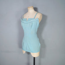 Load image into Gallery viewer, 50s PASTEL BLUE ROSE MARIE REID SCULTURAL SWIMSUIT - M