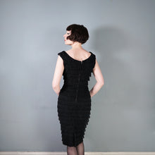 Load image into Gallery viewer, 60s RUSSELL STUART BLACK FRINGED TASSLE COCKTAIL WIGGLE DRESS - XS