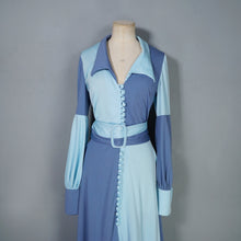 Load image into Gallery viewer, 70s "LUCILLE" TONETONE GREY AND BABY BLUE MAXI DRESS - S