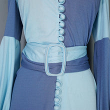Load image into Gallery viewer, 70s "LUCILLE" TONETONE GREY AND BABY BLUE MAXI DRESS - S