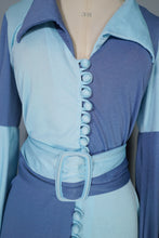 Load image into Gallery viewer, 70s "LUCILLE" TONETONE GREY AND BABY BLUE MAXI DRESS - S