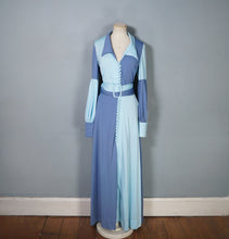 Load image into Gallery viewer, 70s "LUCILLE" TONETONE GREY AND BABY BLUE MAXI DRESS - S