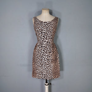 60s SAMBO FASHIONS LEOPARD ANIMAL PRINT CORDUROY WIGGLE DRESS - XS-S