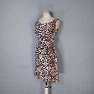 60s SAMBO FASHIONS LEOPARD ANIMAL PRINT CORDUROY WIGGLE DRESS - XS-S