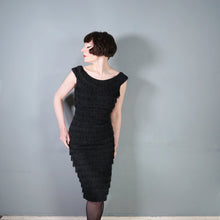 Load image into Gallery viewer, 60s RUSSELL STUART BLACK FRINGED TASSLE COCKTAIL WIGGLE DRESS - XS