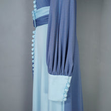 Load image into Gallery viewer, 70s "LUCILLE" TONETONE GREY AND BABY BLUE MAXI DRESS - S