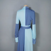 Load image into Gallery viewer, 70s "LUCILLE" TONETONE GREY AND BABY BLUE MAXI DRESS - S