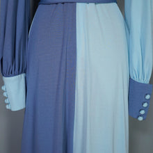 Load image into Gallery viewer, 70s "LUCILLE" TONETONE GREY AND BABY BLUE MAXI DRESS - S