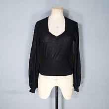 Load image into Gallery viewer, 70s BUS STOP LIGHTEST POINTELLE KNIT BLACK JUMPER - XS-S
