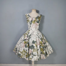 Load image into Gallery viewer, 50s SHAYNE OF MIAMI GREEN PAINTERLY FLORAL RHINESTONED DRESS XS-S