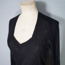 Load image into Gallery viewer, 70s BUS STOP LIGHTEST POINTELLE KNIT BLACK JUMPER - XS-S