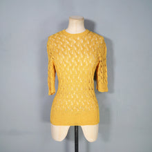 Load image into Gallery viewer, 40s SLINKY BRIGHT GOLDENROD YELLOW LACE KNIT JUMPER TOP - S-M